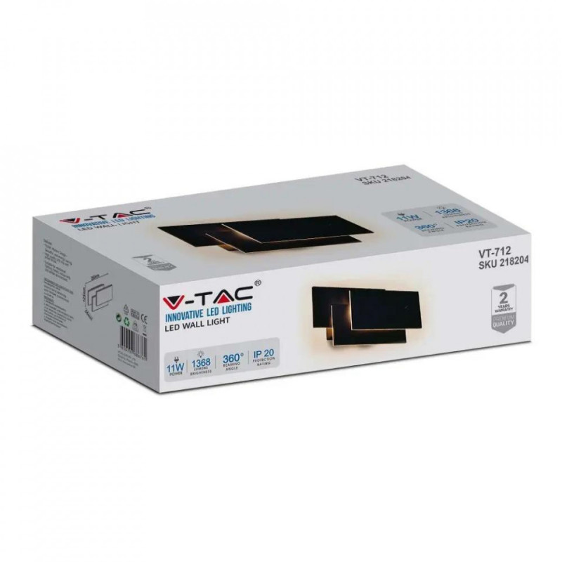 Kinkiet Ścienny V-TAC 11W LED Czarny VT-712 3000K 1368lm