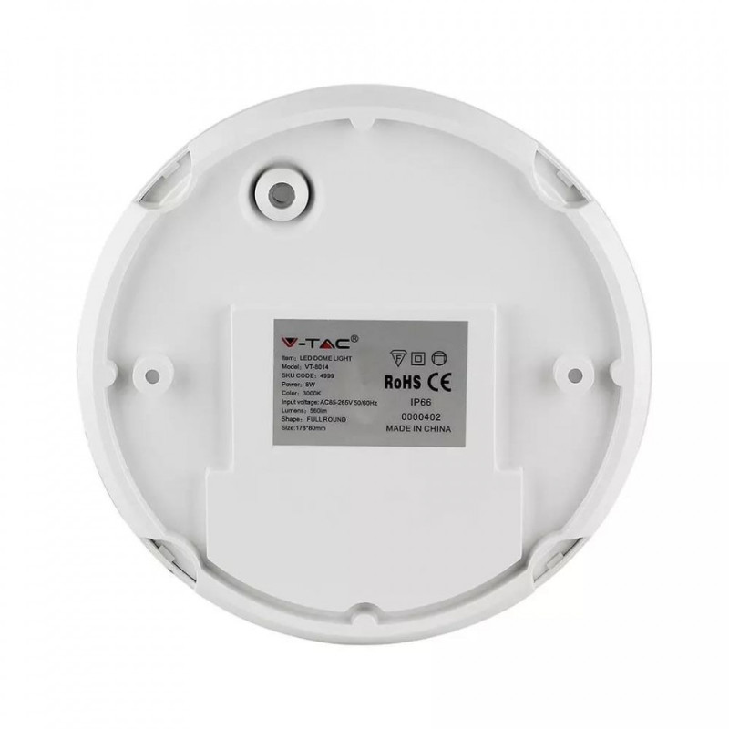 Plafon V-TAC 8W Okrągły Biały VT-8014 3000K IP54 560lm