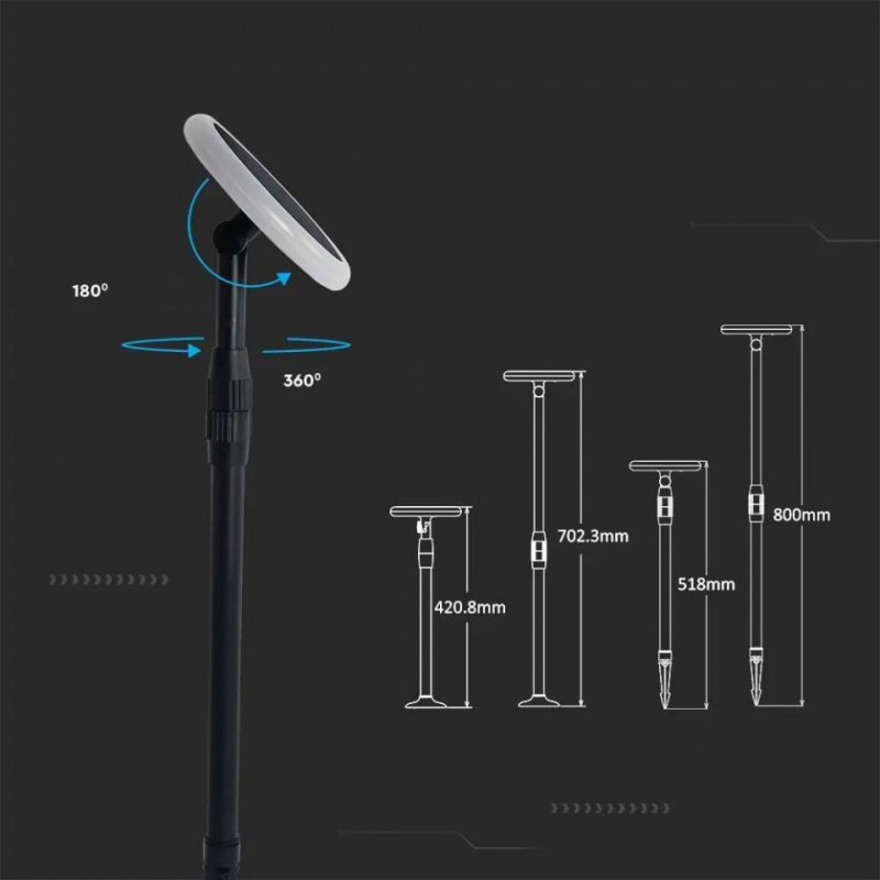 Oprawa Ogrodowa Słupek LED V-TAC Solarna 3W 2w1 (Opak. 2 szt) VT-943 3000K 260lm