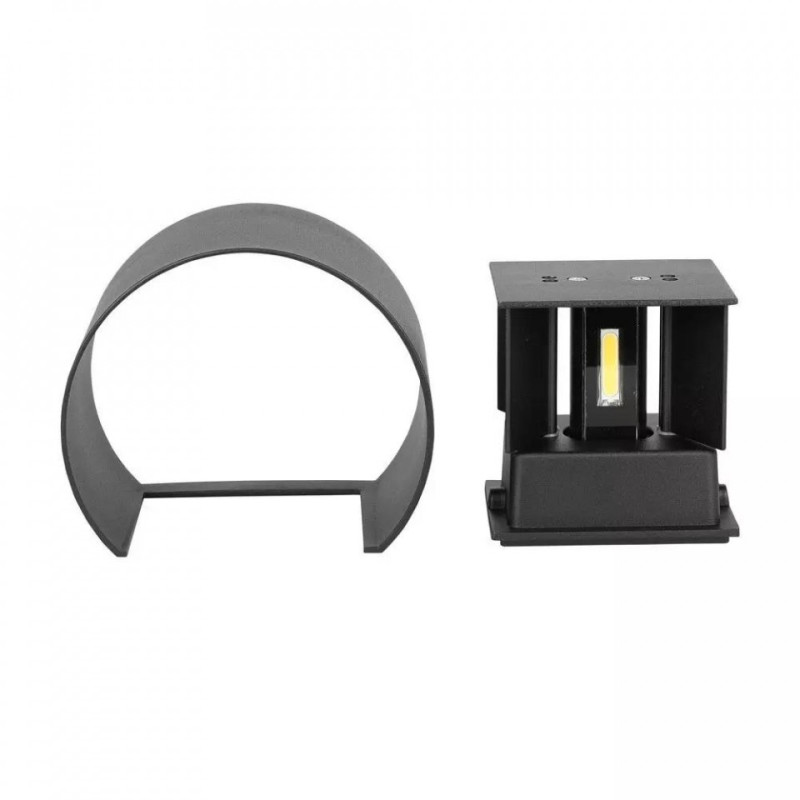 Oprawa Ścienna Kinkiet 6W V-TAC Góra/Dół Regulowany Czarny Okrągły IP65 VT-756 3000K Bridgelux 660lm