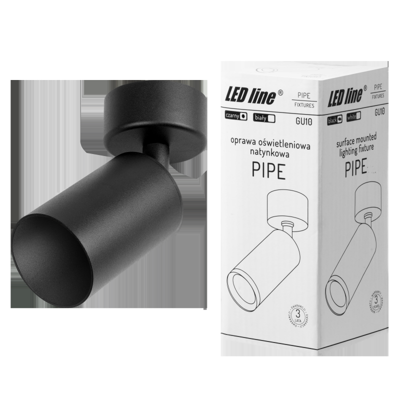 LED line oprawa natynkowa GU10 czarna PIPE