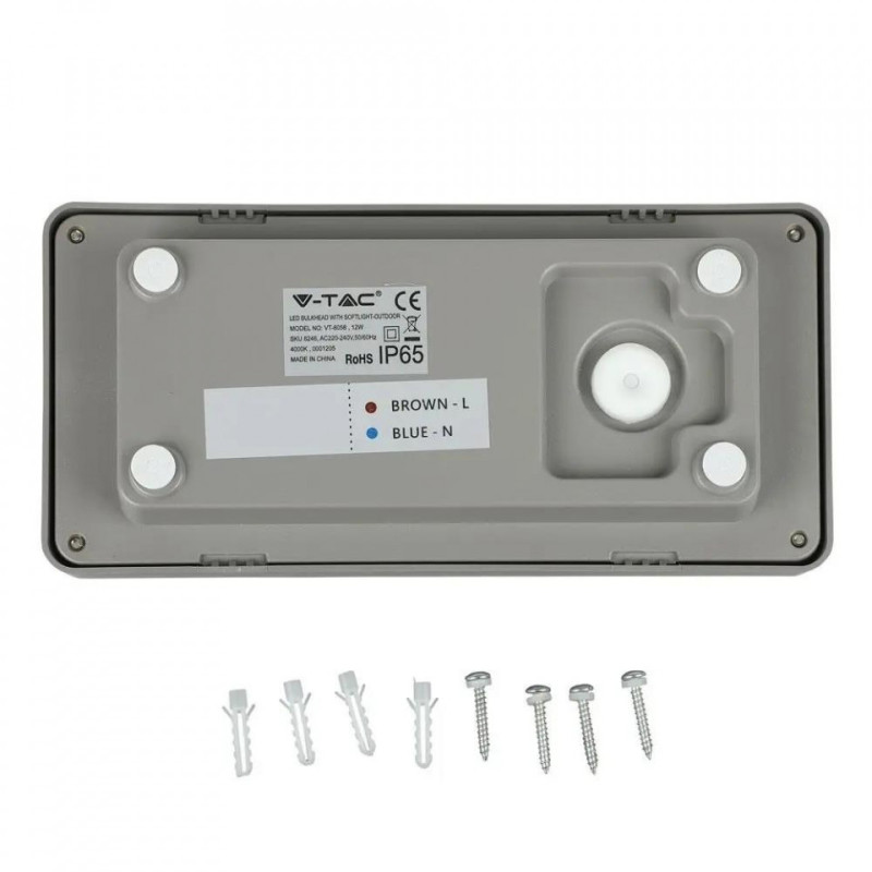 12W LED BULKHEAD WITH SOFTLIGHT 4200K GREY BODY