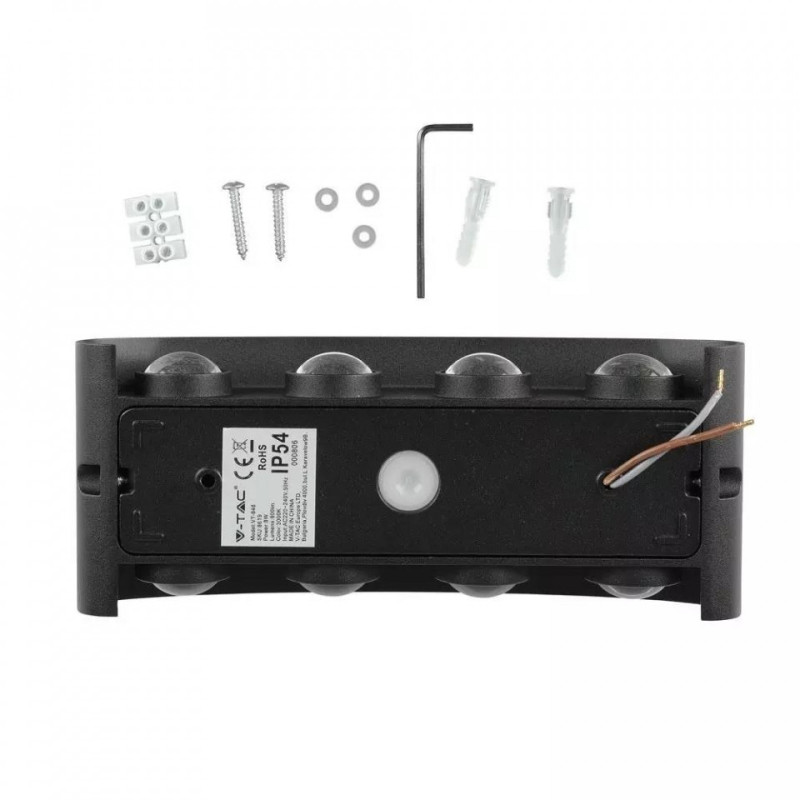 Oprawa Ścienna Góra/Dół V-TAC 8W LED Czarna IP54 VT-848 4200K 940lm