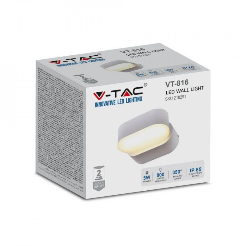 Kinkiet Ścienny V-TAC 6W LED Szary IP65 Obrotowy 350st VT-816 4000K 800lm