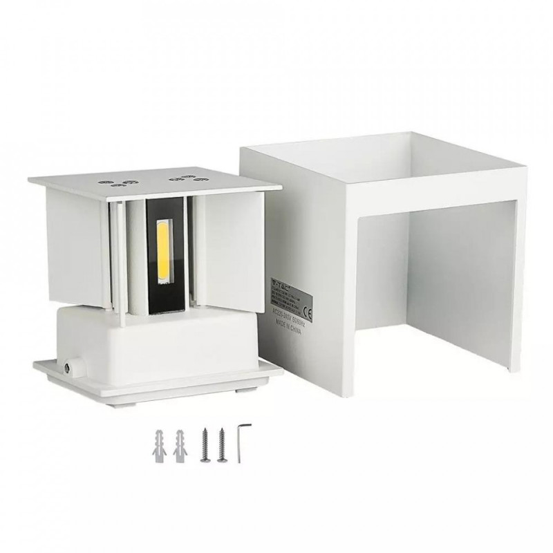 Kinkiet Góra/Dół  Biały Kwadrat IP65 VT-759 4000K SKU 217088