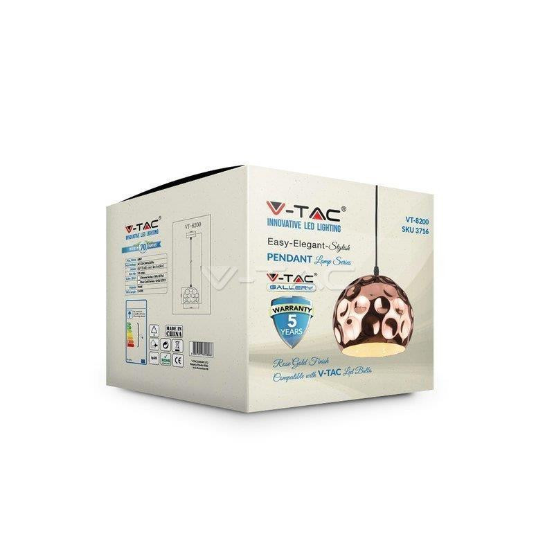Oprawa Wisząca V-TAC Różowe Złoto fi200 VT-8200