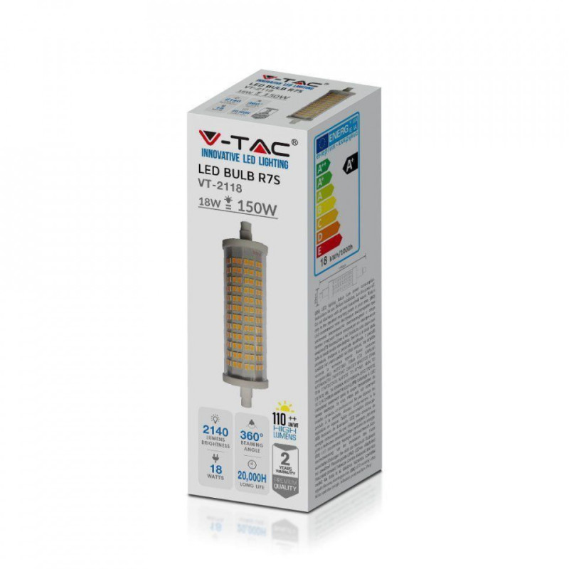 Żarówka Żarnik LED V-TAC 18W R7S Ceramika VT-2118 4000K 2140lm