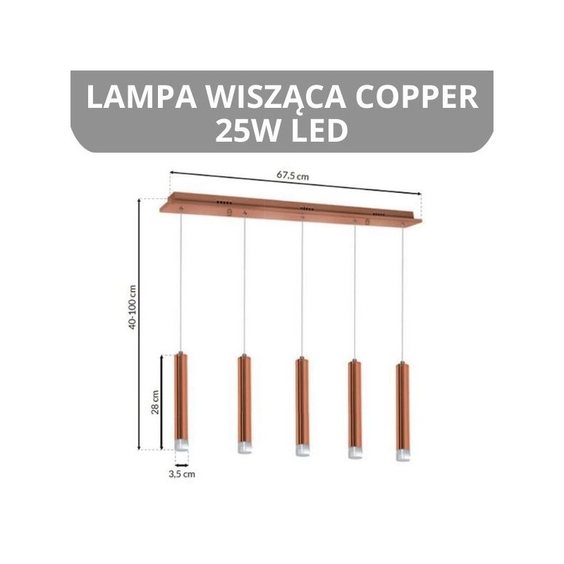 LAMPA WISZĄCA COPPER 25W LED