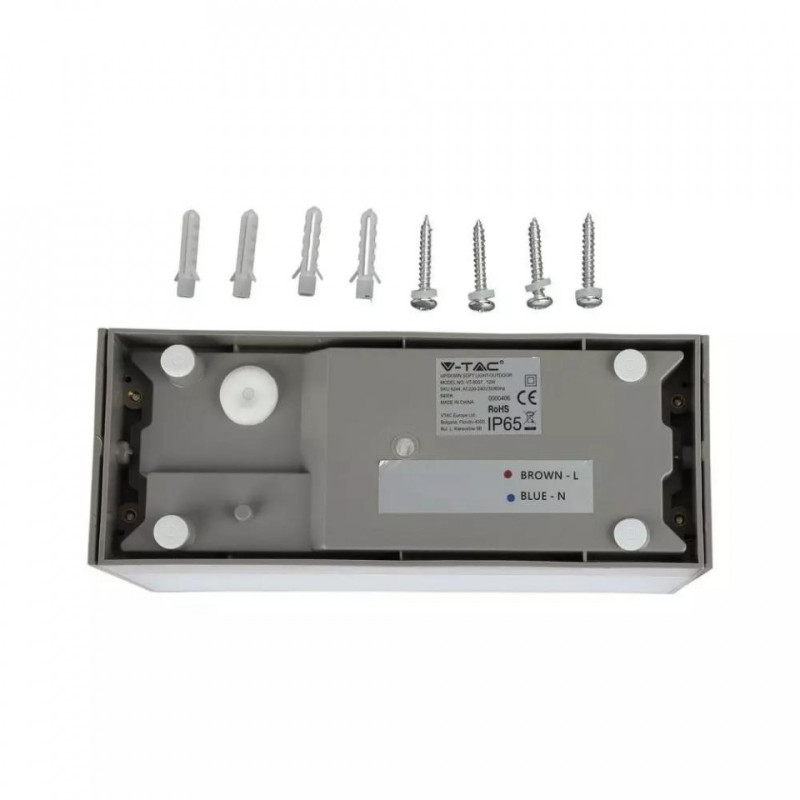 Oprawa Ścienna V-TAC 12W LED Góra Dół Szary IP65 VT-8057 6400K 1150lm