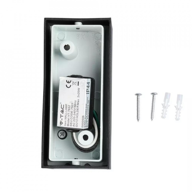 Kinkiet Ogrodowy V-TAC GU10 Aluminium Okrągły Czarny 2 Stronny IP44 VT-7652