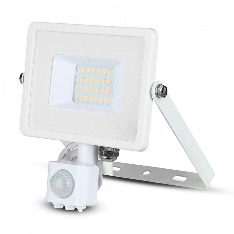 Halogen zewnętrzny LED V-TAC 20W SAMSUNG CHIP Czujnik Ruchu Funkcja Cut-OFF Biały VT-20-S 4000K 1600lm 5 Lat Gwarancji