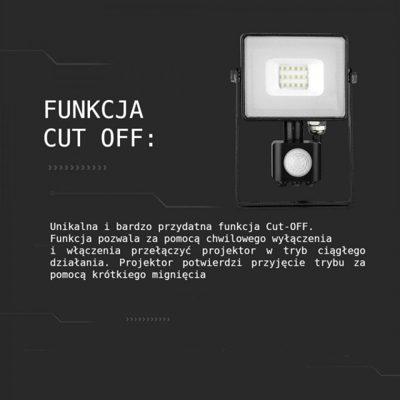 Halogen zewnętrzny LED V-TAC 20W SAMSUNG CHIP Czujnik Ruchu Funkcja Cut-OFF Biały VT-20-S 4000K 1600lm 5 Lat Gwarancji