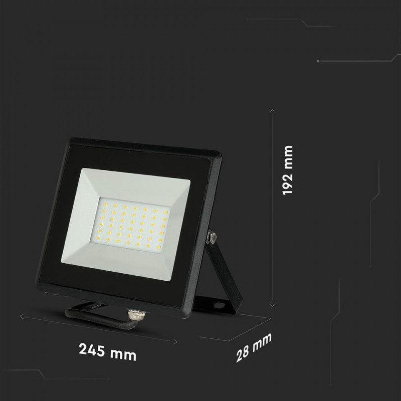 Halogen LED V-TAC 50W SMD E-Series Czarny VT-4051 6500K 4250lm