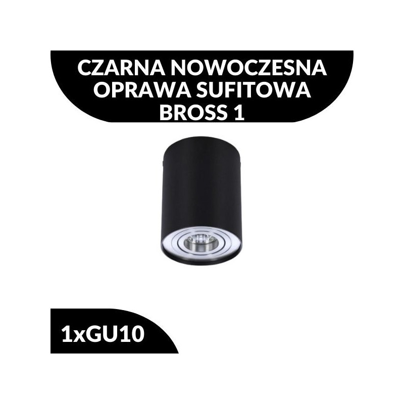 Czarna nowoczesna tuba sufitowa BROSS 1