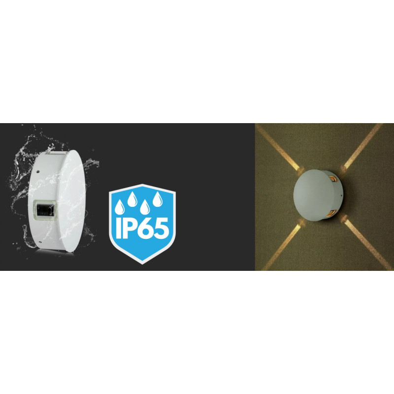 Oprawa Ścienna V-TAC 4W LED IP65 Biała Okrągła VT-706 4000K 440lm