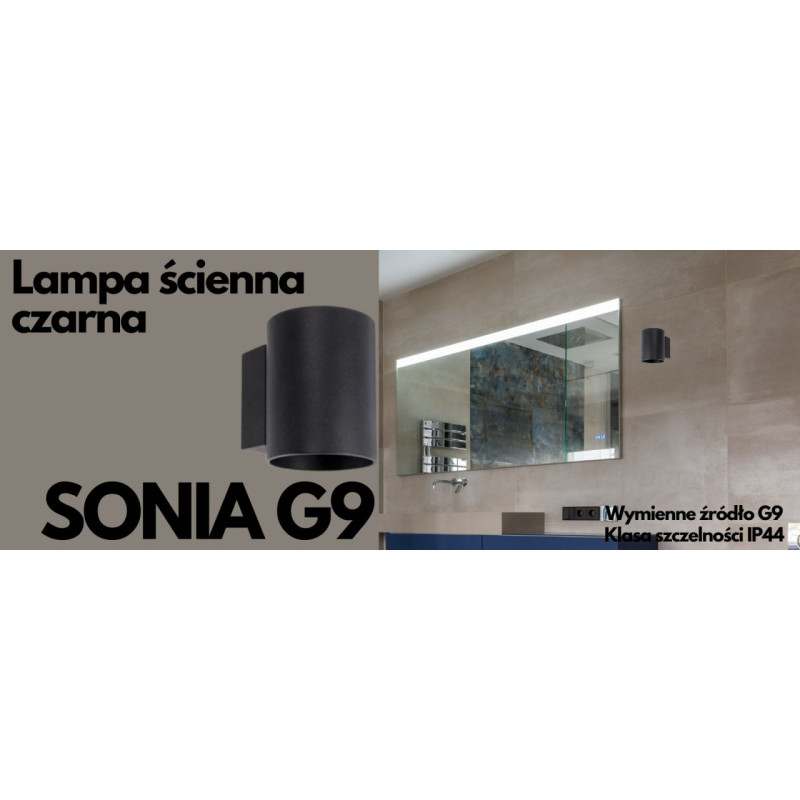 Lampa ścienna czarna SONIA G9