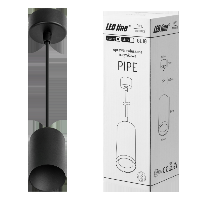LED line oprawa zwieszana GU10 czarna PIPE