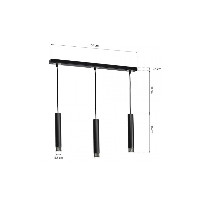 Lampa wisząca DANI BLACK/CHROME 3xGU10