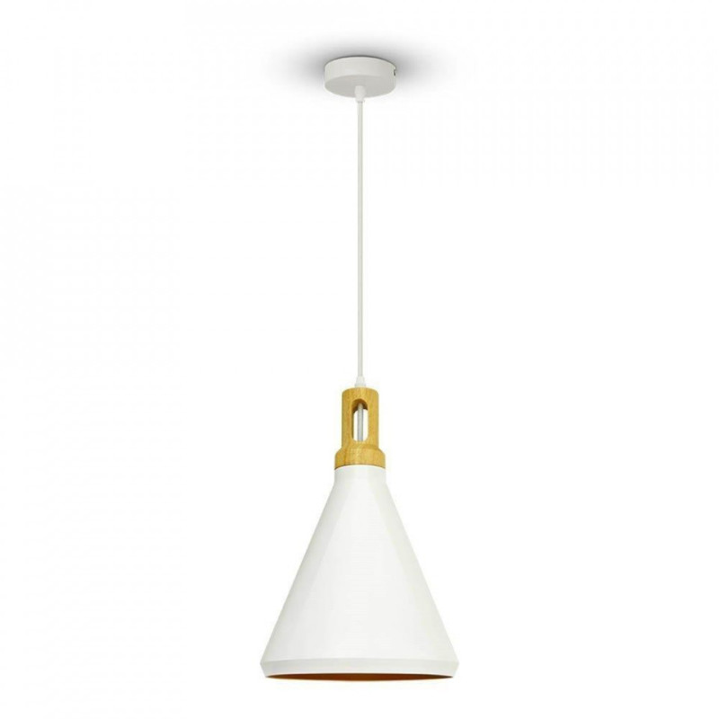 Oprawa Wisząca V-TAC Modern Drewnoen Top Iron Biały Color fi250 VT-3762