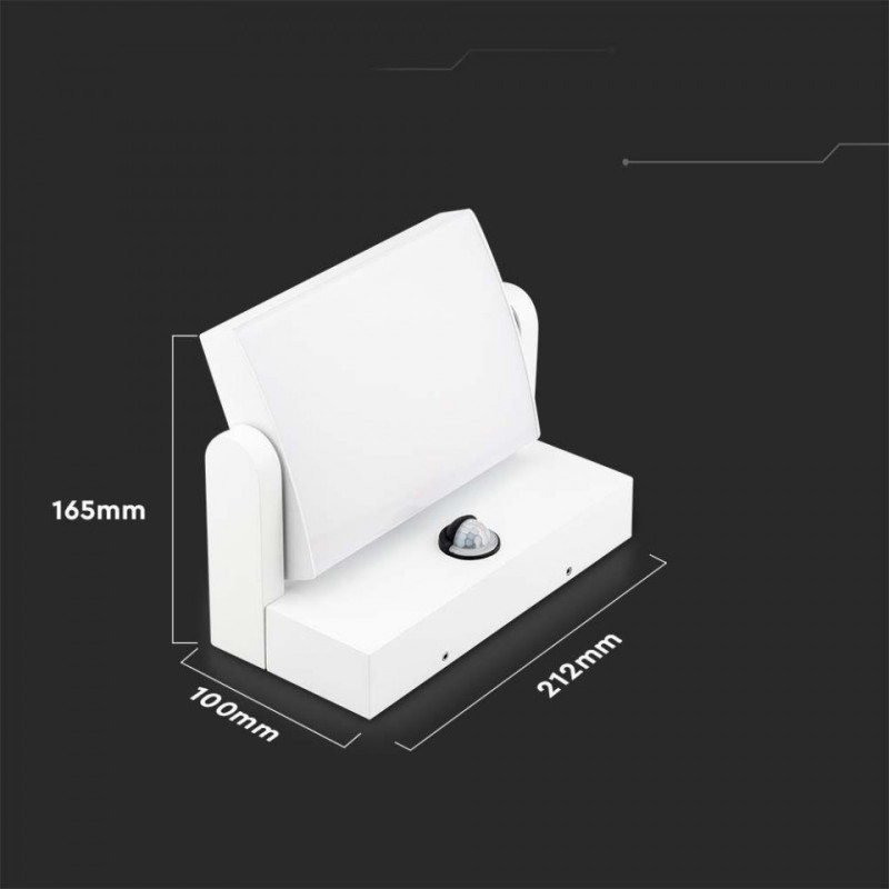 Oprawa Elewacyjna Ścienna V-TAC 17W LED Czujnik Ruchu Biała IP65 VT-11020S 3000K 2520lm