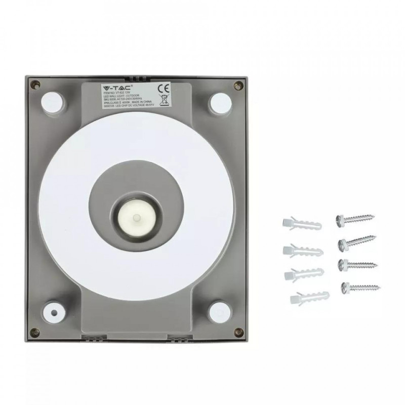 Oprawa Ścienna V-TAC 12W LED IP65 Szara VT-822 3000K 750lm