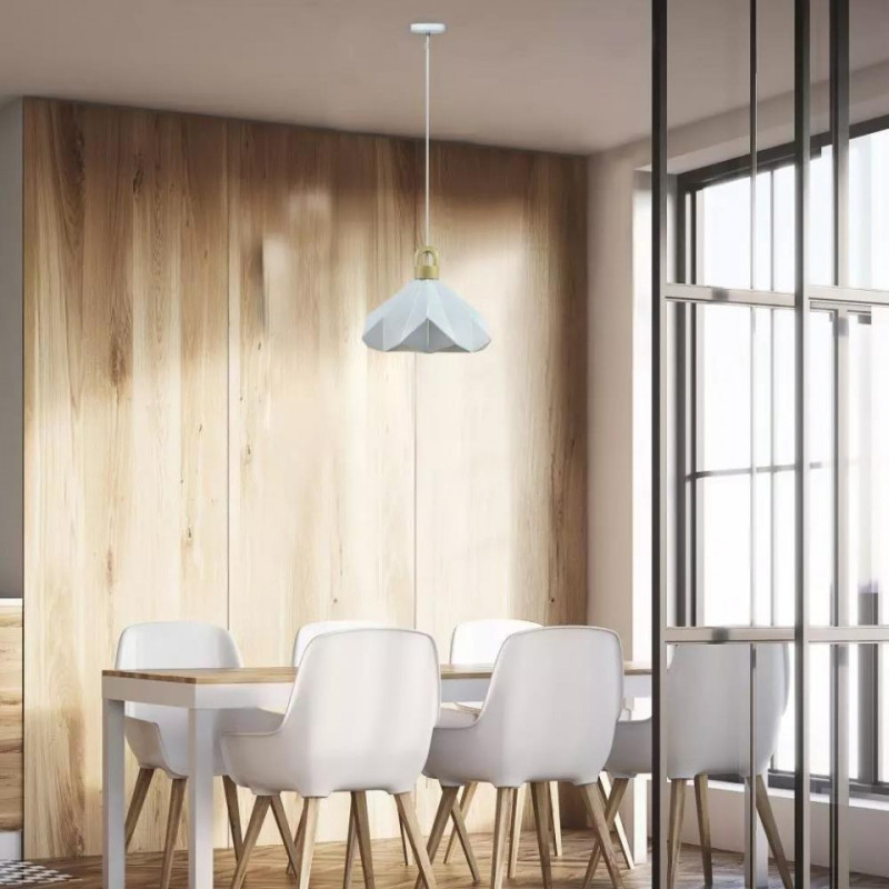 Oprawa Wisząca V-TAC Drewno Biały Pastel Seria Pryzmat 320x270mm VT-7323