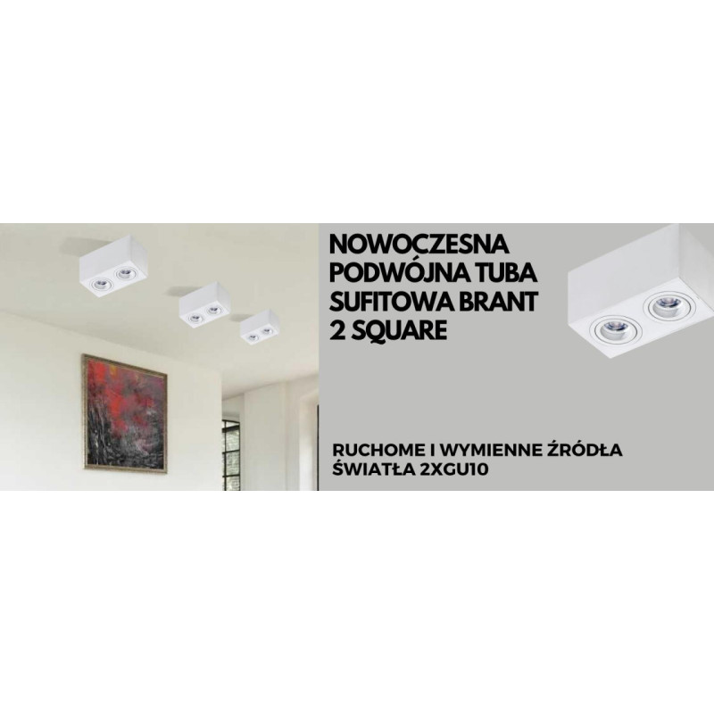 Nowoczesna podwójna tuba sufitowa BRANT 2 SQUARE
