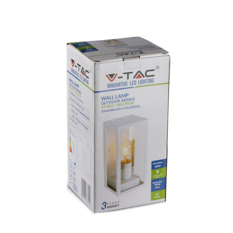 Oprawa Ścienna V-TAC 1xE27 Biały MAT VT-837