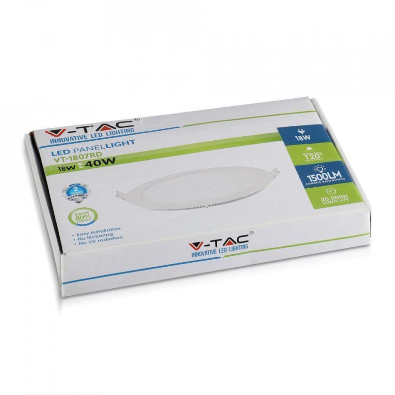Panel LED V-TAC Premium Downlight 18W Okrągły fi225 VT-1807 6000K 1500lm
