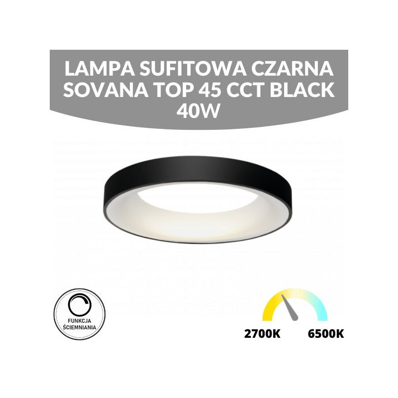LAMPA SUFITOWA CZARNA SOVANA TOP 45 CCT BLACK 40W