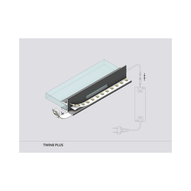 Profil do szkła TWIN8 PLUS surowy TOPMET - 1m