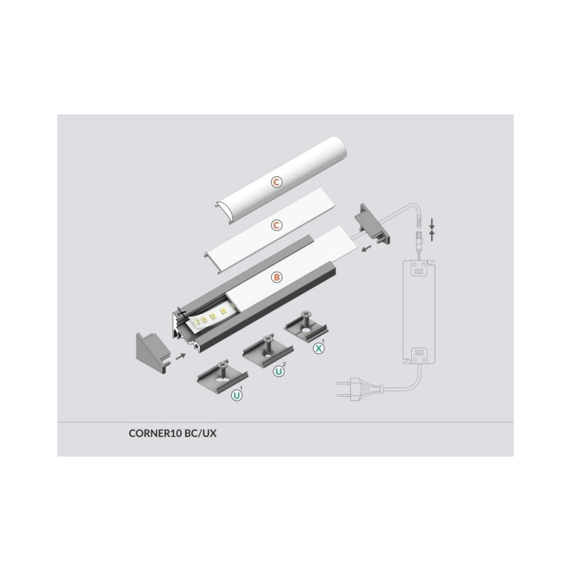 Profil aluminiowy LED narożny CORNER10 biały TOPMET - 1m