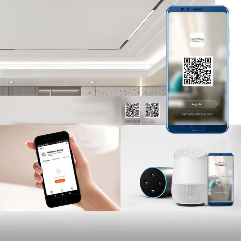 Oprawa Szynosystemu Magnetycznego V-TAC 20W 48V LED SMART WiFi TRACKLIGHT 3w1 Czarna VT-3620 2700K-6400K 2100lm 3 Lata Gwarancji