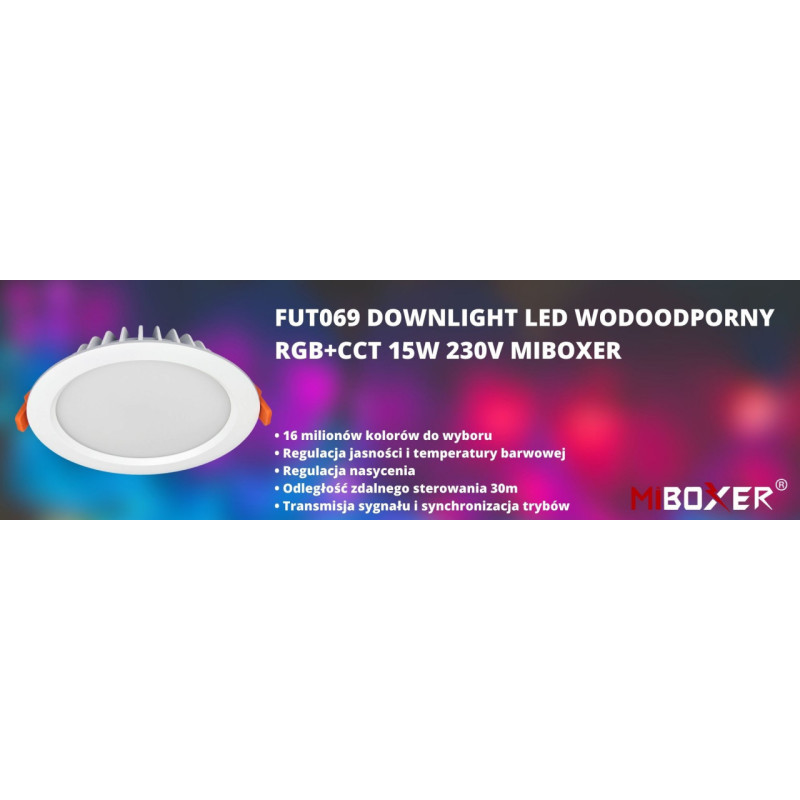 FUT069 Downlight LED wodoodporny RGB+CCT 15W 230V MiBoxer
