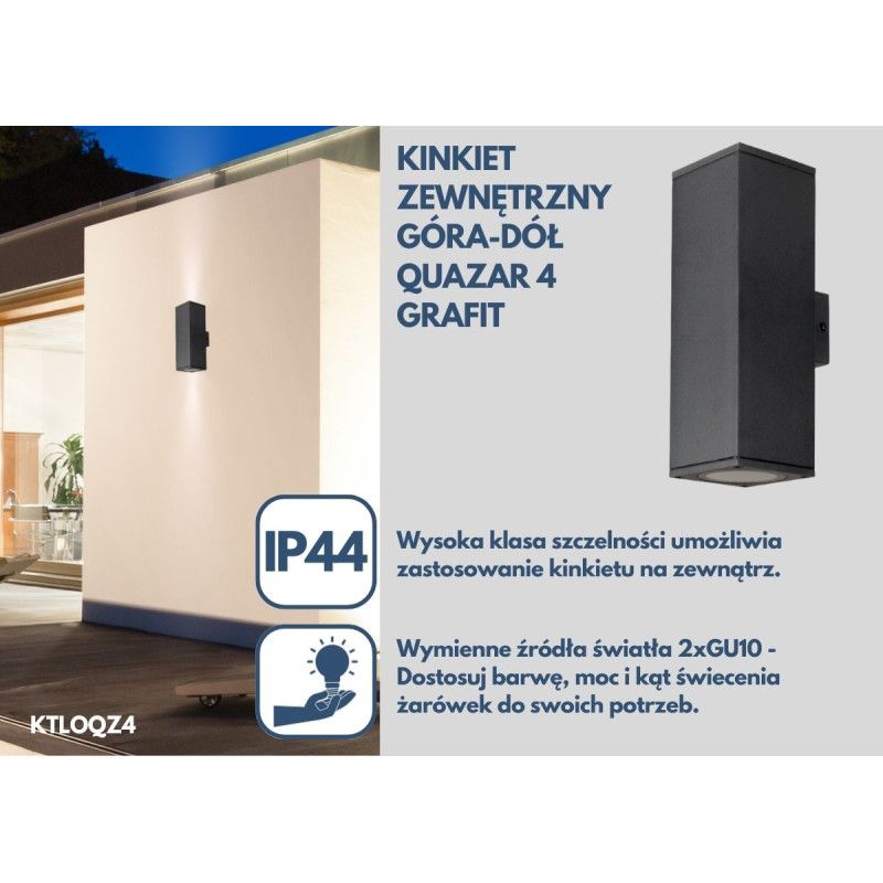 Kinkiet Zewnętrzny Góra-Dół KTLOQZ4 Quazar 4 Grafit