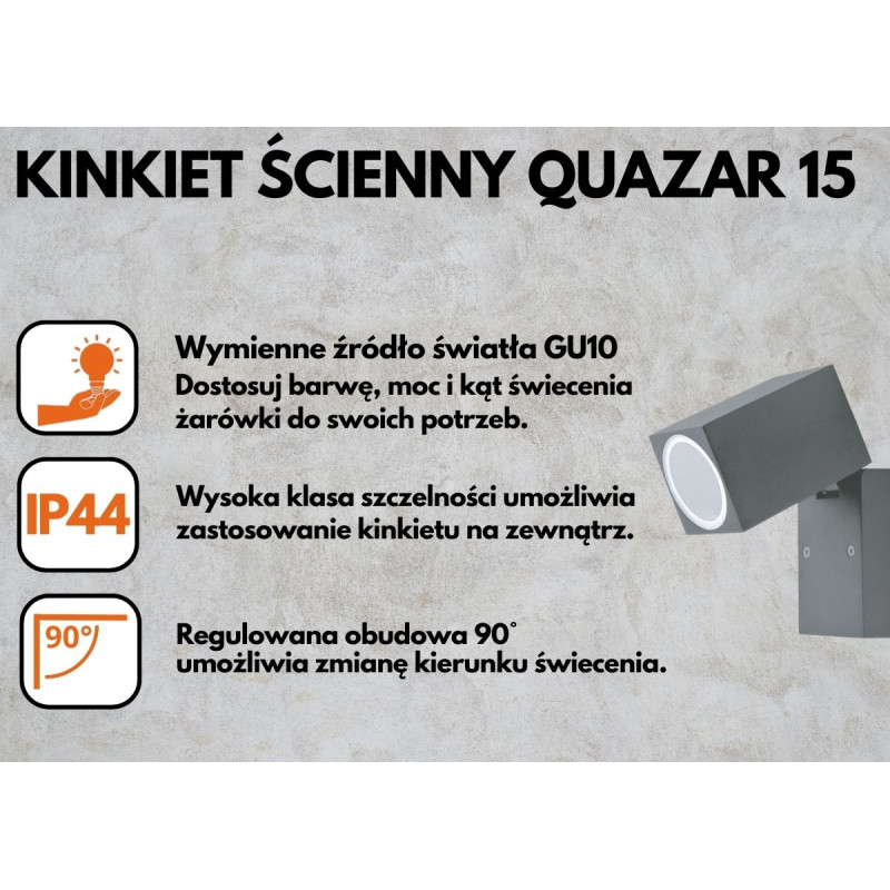 Kinkiet Ścienny Quazar 15 - Szary