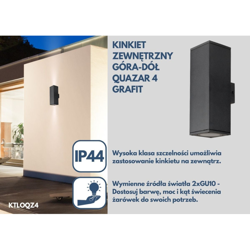Kinkiet Zewnętrzny Góra-Dół Quazar 4 Grafit