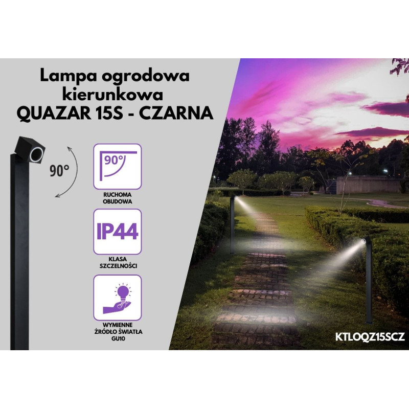Lampa Ogrodowa Kierunkowa Quazar 15S - Czarna