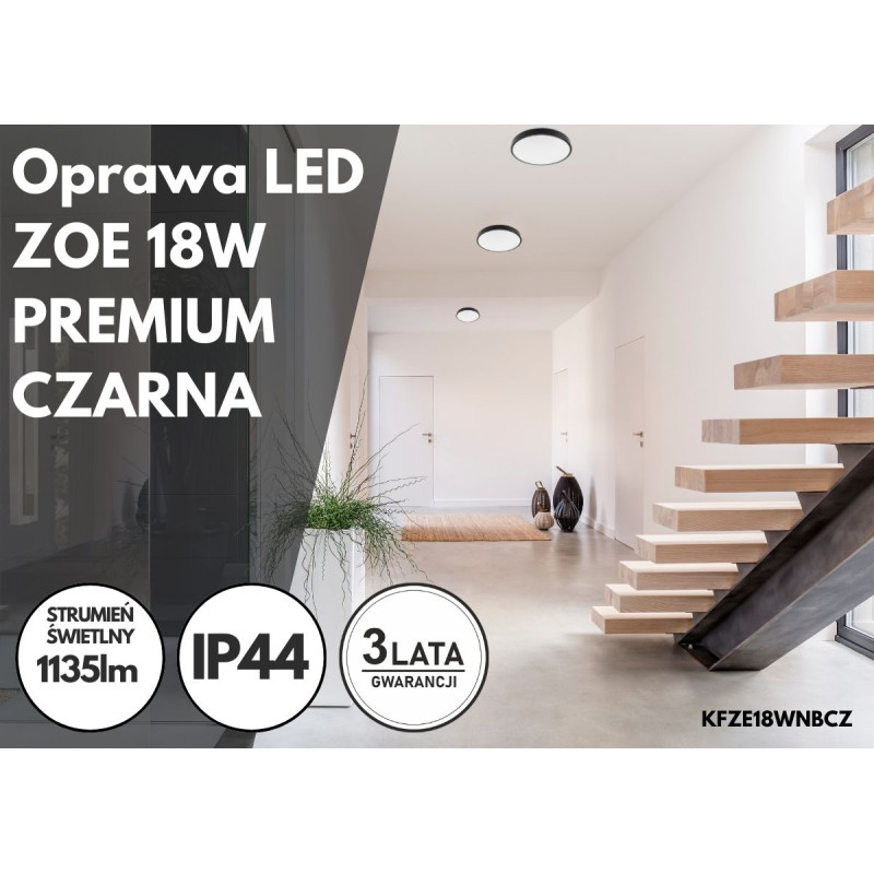 Oprawa LED ZOE 18W PREMIUM KFZE18WNBCZ CZARNA