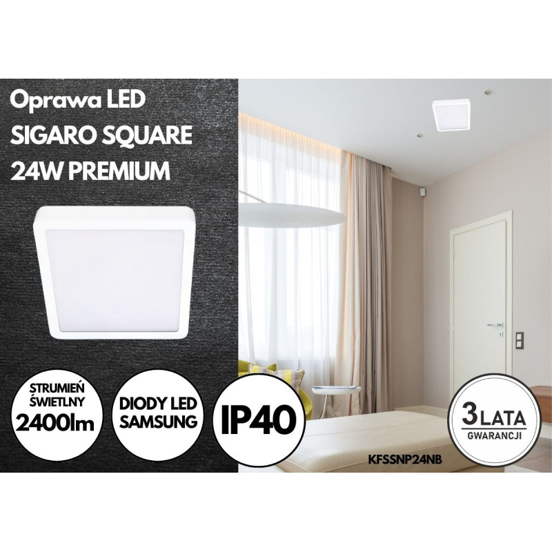 Oprawa Led Sigaro Square 24W Premium Barwa Neutralna