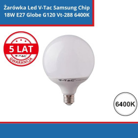 Żarówka LED V-TAC SAMSUNG CHIP 18W E27 GLOBE G120 VT-288 6400K 2000lm 5 Lat Gwarancji SKU 125