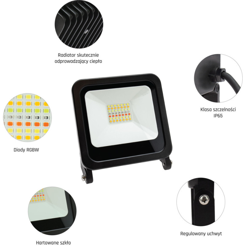 Noctis Floodlight 24W Rgbw+Cct+Dimm Wi-Fi/Bt 230V Ip65 83X104X23Mm Black Spectrum Smart