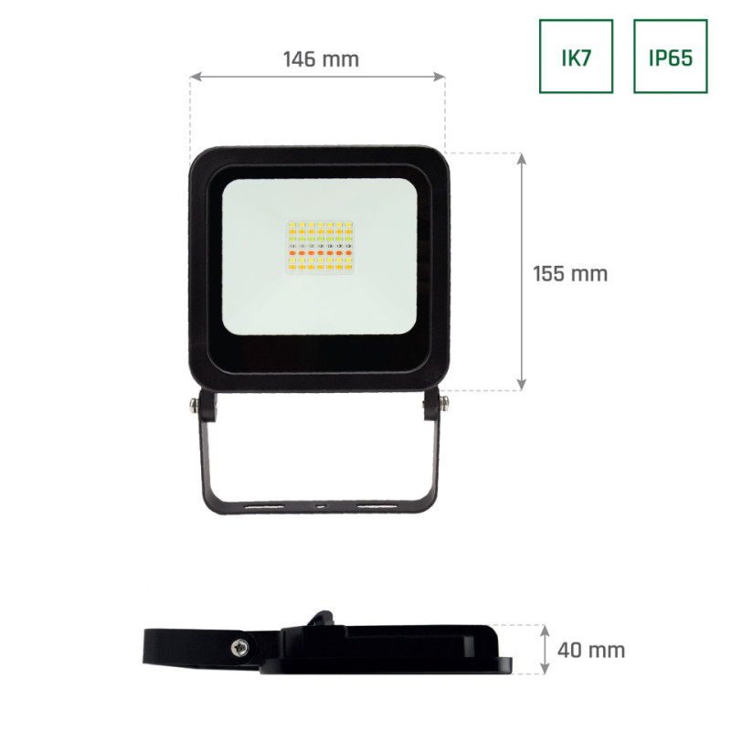 Noctis Floodlight 24W Rgbw+Cct+Dimm Wi-Fi/Bt 230V Ip65 83X104X23Mm Black Spectrum Smart