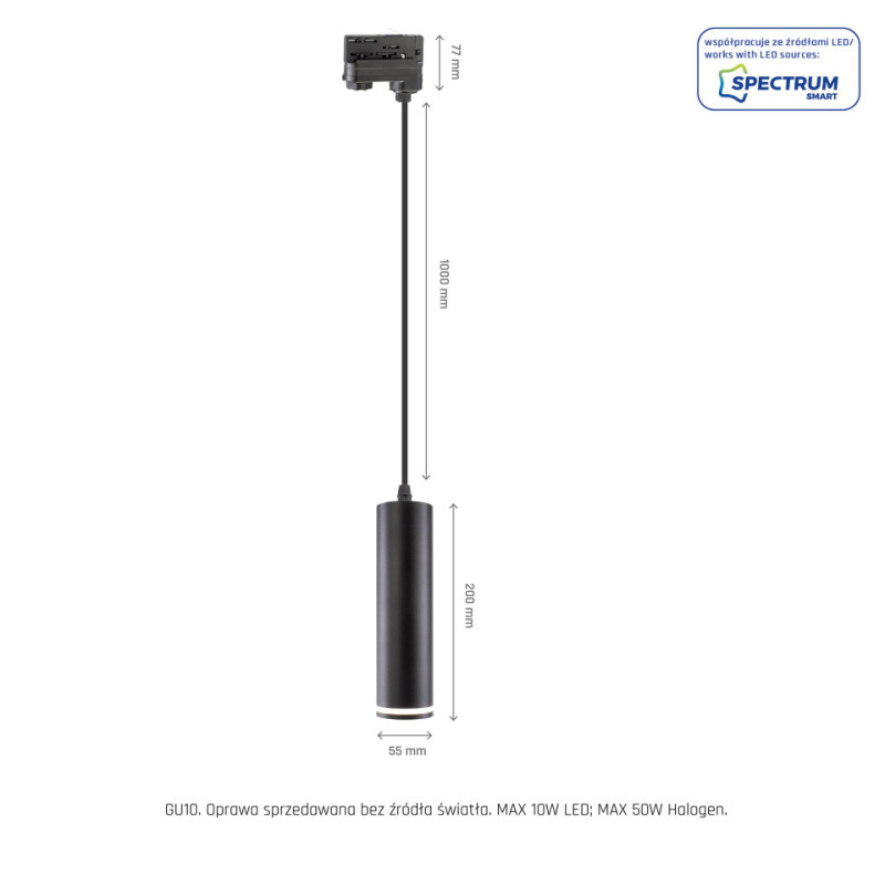 Madara Mini Ring Gu10 Suspended For Track 3F 230V Ip25 Fi55*200Mm Black