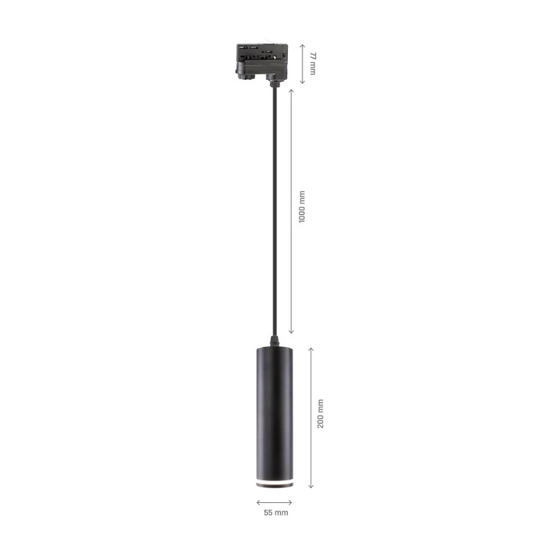 Madara Mini Ring Gu10 Suspended For Track 3F 230V Ip25 Fi55*200Mm Black