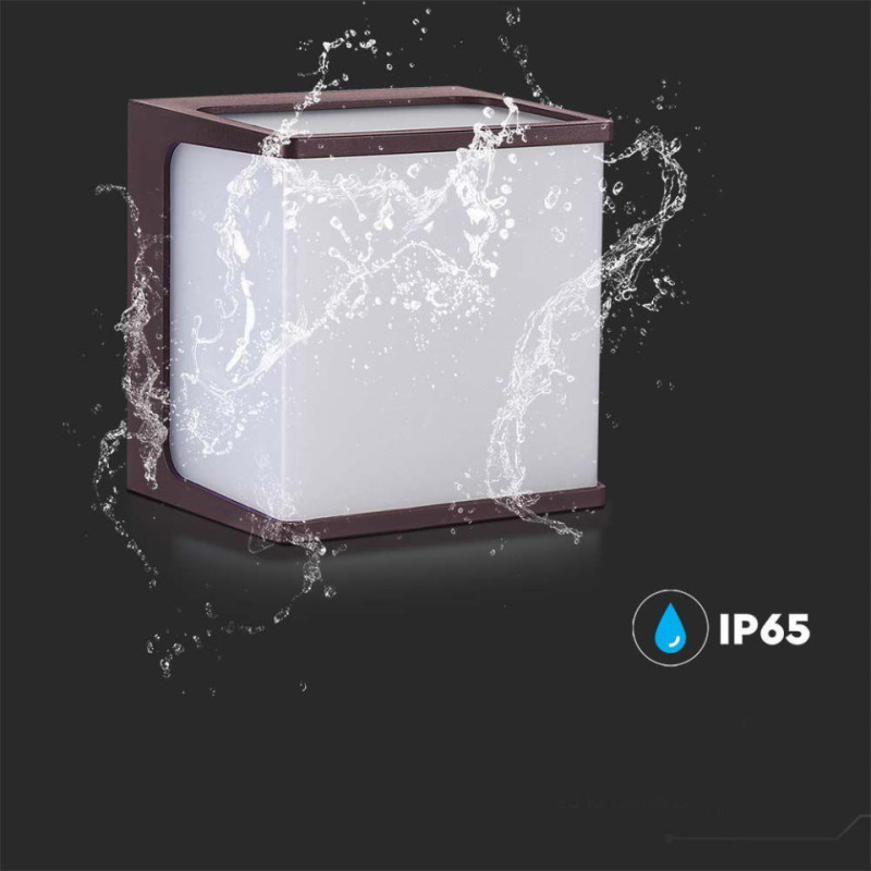 Oprawa Ścienna Ogrodowa V-Tac 8W Led Ip65 120X120 Brązowa Vt-708 4000K 800Lm