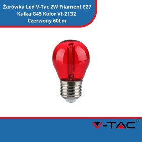 Żarówka Led V-Tac 2W Filament E27 Kulka G45 Kolor Vt-2132 Czerwony 60Lm
