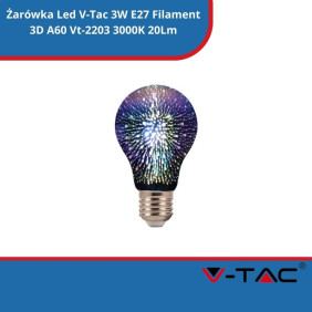Żarówka Led SKU 212704 V-Tac 3W E27 Filament 3D A60 Vt-2203 3000K 20Lm