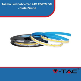 Taśma Led Cob SKU 2651 V-Tac 24V 12W/M 5M - Biała Zimna