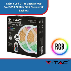 Taśma Led SKU 2630 V-Tac Zestaw Rgb Smd5050 2X5Mb Pilot Sterownik Zasilacz